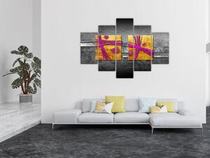 Obraz farebných štvorcov na čiernom pozadí (150x105 cm)