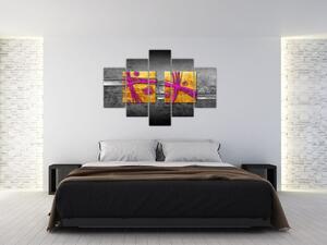 Obraz farebných štvorcov na čiernom pozadí (150x105 cm)