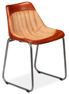 Jedálenské stoličky 2 ks, hnedo béžové, pravá koža a plátno