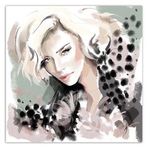Obraz na plátne Žena Blonde Face Fur Fashion - Irina Sadykova Rozmery: 30 x 30 cm