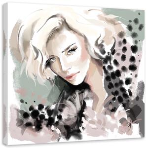 Obraz na plátne Žena Blonde Face Fur Fashion - Irina Sadykova Rozmery: 30 x 30 cm