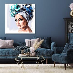 Obraz na plátne Portrét krásnej ženy Modré oči - Irina Sadykova Rozmery: 30 x 30 cm