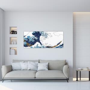 Obraz - Japonská kresba, vlny (120x50 cm)