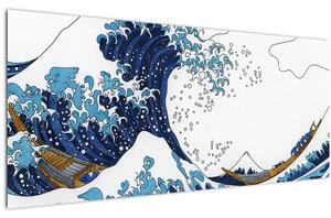 Obraz - Japonská kresba, vlny (120x50 cm)