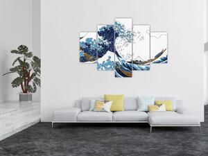 Obraz - Japonská kresba, vlny (150x105 cm)