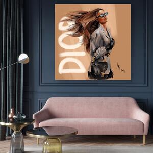 Obraz na plátne Dior Fashion Woman Walk - Irina Sadykova Rozmery: 30 x 30 cm