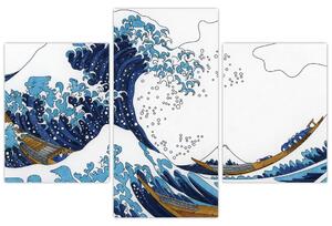Obraz - Japonská kresba, vlny (90x60 cm)