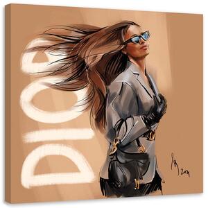 Obraz na plátne Dior Fashion Woman Walk - Irina Sadykova Rozmery: 30 x 30 cm
