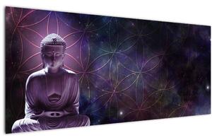 Obraz - Budha s kvetmi života (120x50 cm)