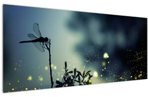 Obraz - Vážka za trblietavej noci (120x50 cm)