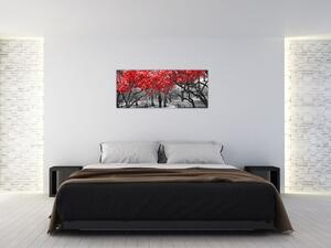 Obraz - Červené stromy, Central Park, New York (120x50 cm)