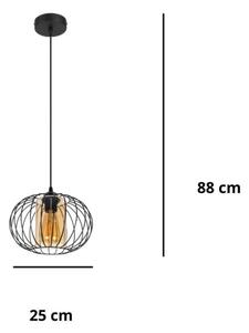 Luster na lanku CORRINI 1xE27/60W/230V pr. 25 cm čierna/béžová