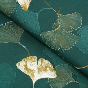 Goldea bavlnené plátno - listy ginkgo na tmavo zelenom 145 cm