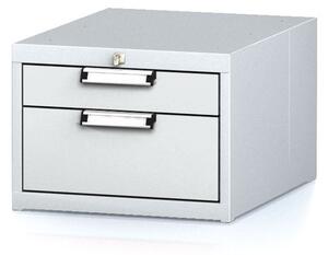 Závesný dielenský box na náradie k pracovným stolom MECHANIC, 2 zásuvky, 480 x 600 x 351 mm, antracitové dvere