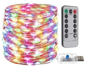 Bezdoteku LEDSolar 300 Vianočná reťaz 30m USB s háčikmi, 300 LED, diaľkové ovládanie, Multicolor