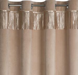 Dekorstudio Luxusný zamatový záves so strapcami v béžovej farbe