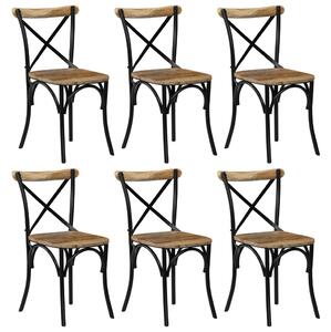 Jedálenské stoličky s krížovým operadlom 6 ks čierne mangovníkové drevo