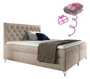 KONDELA Boxspringová posteľ, 180x200, béžová látka Velvet, GULIETTE + darček