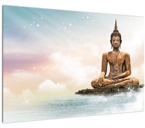 Obraz - Budha dozerajúci na zemi (90x60 cm)