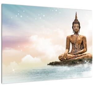 Obraz - Budha dozerajúci na zemi (70x50 cm)