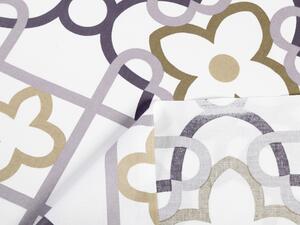 Biante Bavlnený záves Sandra SA-420 Sivý a khaki designový vzor na bielom 150x140 cm