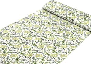 Biante Detské bavlnené posteľné obliečky do postieľky Sandra SA-426 Zelené vetvičky s lístkami na bielom Do postieľky 90x130 a 40x60 cm