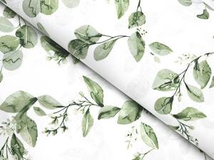 Biante Bavlnená obliečka na vankúš s lemom Sandra SA-422 Zelené listy na bielom 45 x 45 cm