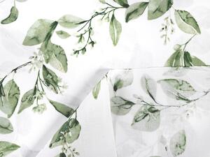 Bavlnená látka/plátno Sandra SA-422 Zelené listy na bielom - šírka 145 cm