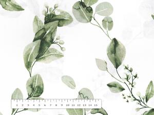 Biante Bavlnený okrúhly obrus Sandra SA-422 Zelené listy na bielom Ø 70 cm
