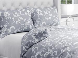 Biante Bavlnené posteľné obliečky Sandra SA-183 Biele kvetované ornamenty na sivom Jednolôžko 140x200 a 70x90 cm