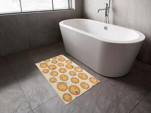 Kúpeľňová penová rohož / predložka PRO-053 Veselé smajlíky na krémovom - metráž šírka 65 cm
