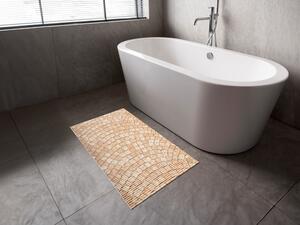 Kúpeľňová penová rohož / predložka PRO-039 Hnedo-béžová dlažobná kocka - metráž šírka 65 cm