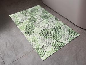 Kúpeľňová penová rohož / predložka PRO-046 Zelené tropické listy - metráž šírka 65 cm
