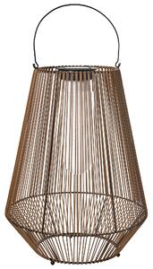 Solárny lampáš prírodný s LED syntetický materiál energeticky úsporný rustikálny boho štýl