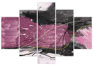 Obraz - Ružovo-čierna abstrakcia (150x105 cm)