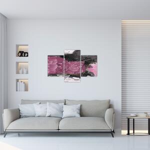 Obraz - Ružovo-čierna abstrakcia (90x60 cm)