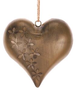 Srdce kovové Kvety, farba medi, 15 x 15 x 4 cm​