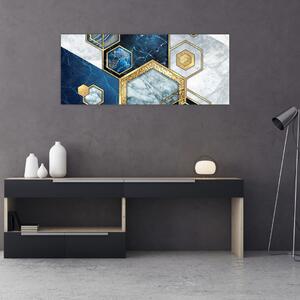 Obraz - Mramorové hexagóny (120x50 cm)
