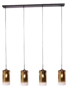 Závesná lampa Ventotto, čierna/zlatá, dĺžka 125 cm, 4 svetlá