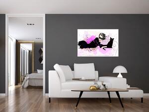 Obraz - Žena s čiernou mačkou (90x60 cm)