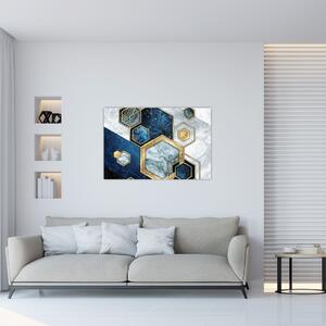 Obraz - Mramorové hexagóny (90x60 cm)