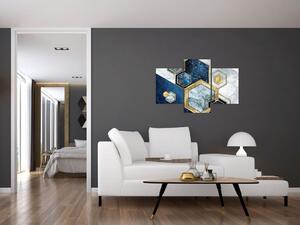 Obraz - Mramorové hexagóny (90x60 cm)