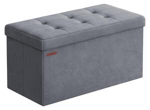 Taburetka zamatová, lavica s úložným priestorom 89 L, nosnosť do 300 kg, bridlicovo sivá