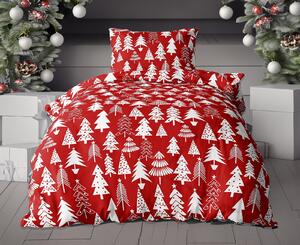 Flanelové obliečky CHRISTMAS TREES červené Rozmer obliečky: 70 x 90 cm | 140 x 200 cm