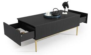 Konferenčný stolík Nicole 120x60 cm - čierny mat / zlaté nožičky