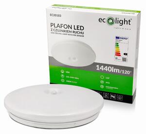 ECOLIGHT LED stropné svietidlo - PIR - 18W - IP44 - neutrálna biela