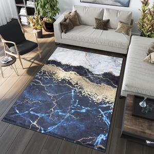 Modrý trendový koberec s abstraktným vzorom Modrá Šírka: 140 cm | Dĺžka: 200 cm