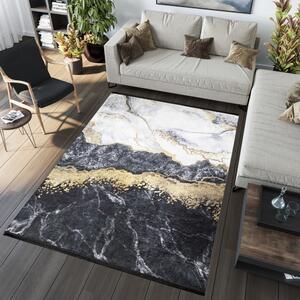 Čierny trendový koberec s abstraktným vzorom Šírka: 160 cm | Dĺžka: 230 cm