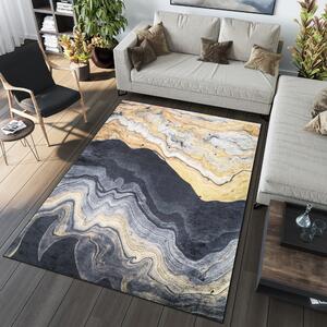 Čierny dizajnový koberec s abstraktným vzorom Čierna Šírka: 80 cm | Dĺžka: 150 cm