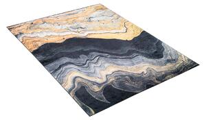 Čierny dizajnový koberec s abstraktným vzorom Čierna Šírka: 80 cm | Dĺžka: 150 cm